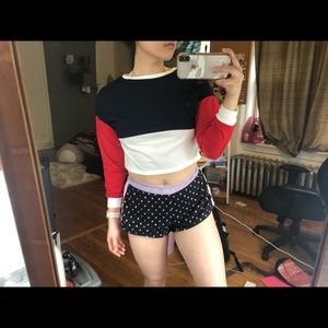 Red white and blue cropped long sleeve